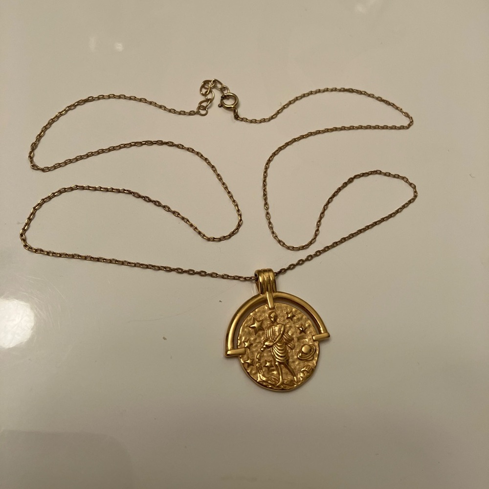 Aquarius Zodiac Medallion Necklace